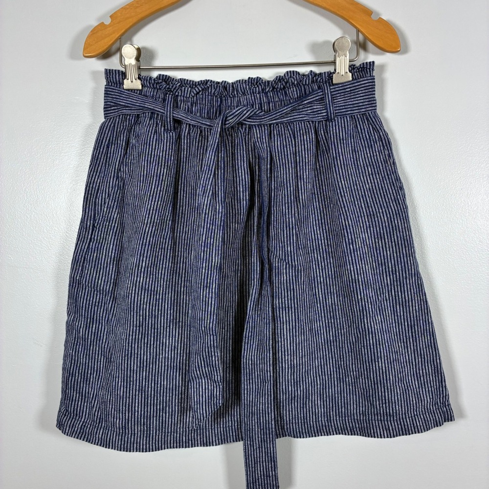 J.Crew Skirt XS Stripe Linen Blend Paperbag Waist Coast Nautical Preppy Hamptons